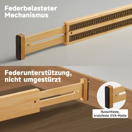 Drawer Dividers, Kitchen Drawer Organizer Adjustable 4 PCS Bamboo Drawer Separators Spring-loaded Expandable 17" - 22" for Home/Office/Dressers/Bedroom/Bathroom Organization and Storage