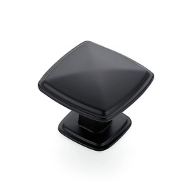 Ravinte 25 Pack Matte Black Kitchen Cabinet Square Knob Single Hole Cabinet Hardware for Dresser Drawer Pulls and Knobs