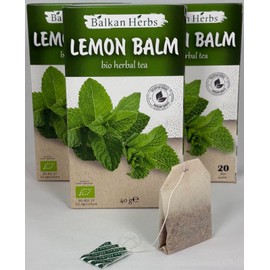 BALKAN HERBS Organic Melissa Tea, 60 Tea Bags x 2.0 g with Double Chamber in Individual Packaging, 120 g (Melissa Officinalis), Lemon Balm Leaves, Caffeine-Free, Vegan by BALKAN HERBS (60 Pieces (Pack