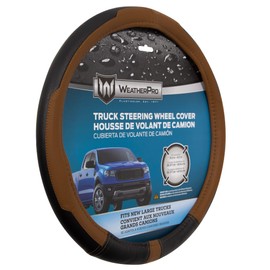 Plasticolor 006747R01 WeatherPro Truck Sized Black/Brown Steering Wheel Cover