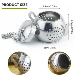 Geoyien Tea Strainer Stainless Steel, Tea Strainer, Tea Filter Stainless Steel, Metal Tea Filter with Chains and Tea Pad, Tea Brewer, Tea Infuser, Spice Strainer, Teapot Shape for Tea Cups, Drinking