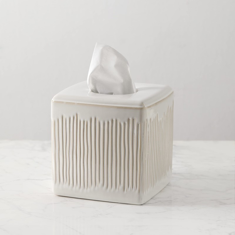Motifeur Bathroom Accessories - Ceramic Tissue Holder, Decorative Square Tissue