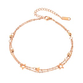 OSTAN Women's Anklet with Small Stars, Waterproof Anklet Made of Stainless Steel for Beach, Stainless Steel