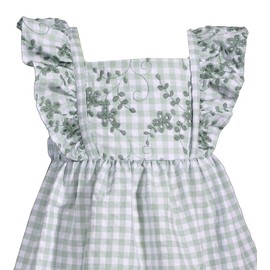 Bonnie Jean Girls Size 4-16 Embroidered Check Top Gauze Short Set (Olive, 6)