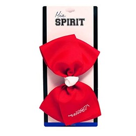 Mia Spirit Bow Barrette, Extra Large Grosgrain Ribbon Bow On Auto-Clasp Barrette, Red with White Center, 7.5 Inches Long, For School, Dance, Cheer, Sports 1pc