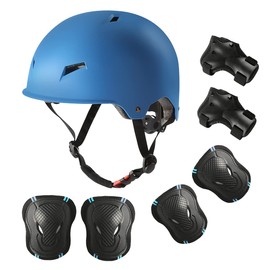 Skateboard Helmet for Adults,Ski Helmets Set with Knee Elbow Pads Wrist Guards,Protective Gear for Bicycle Cycling Skate Scooter Bicycle Helmet for Youth