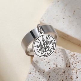 Tetragrammaton Pentagram Ring for Men Women Stainless Steel Sacred Geometry Jewelry Amulet Mystical Symbol Punk Ring (11)