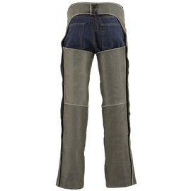 Milwaukee Leather Chaps for Men's Vintage Grey Slate Leather - Deep Zipped Thigh Pockets Motorcycle Chap - MLM5536 - Small