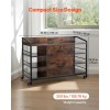 Brown Metal 2-Drawer File Cabinet With Power Strip Industrial Office