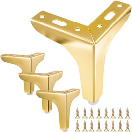 Mornajina 4PCS 6 Inch Gold Triangle Heavy Duty Table Legs, DIY Dresser Legs Feet
