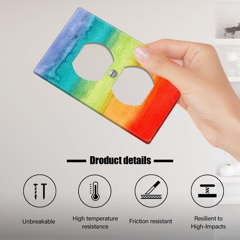 1 Gang Single Duplex Wall Plate Horizontal Rainbow Stripe Light