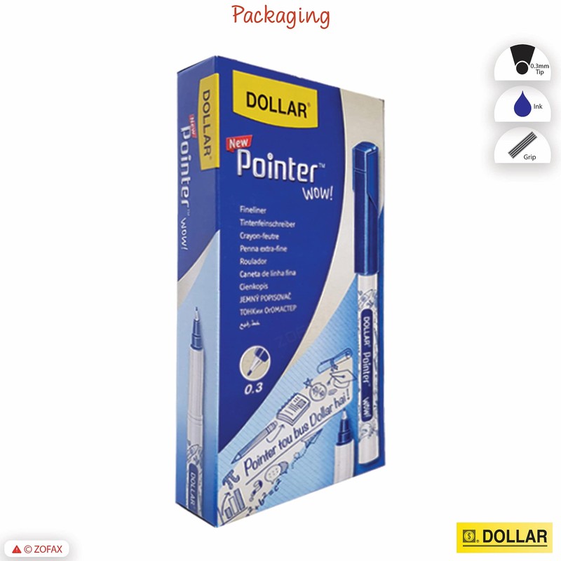 Dollar Wow Fineliner Pens, BLUE, Fine Tip (0.3mm), Pack of