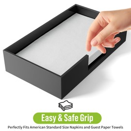 Tihau Acrylic Guest Towel Napkin Holder,Black Bathroom Paper Hand Towels Storage Tray,Disposable Paper Towel Holder for Bathroom,Kitchen,Parties,Weddings, Hotel and Restaurant