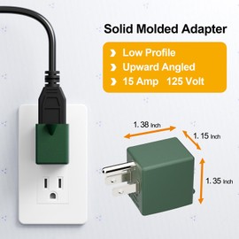 90 Degree Adapter Right Angled Upward Angled USA 3-Prong Male-Female Adapter, Plugrand 90 Degree Angled USA Male Female Adapter, 5-15P to 5-15R Direction Changer Space Save Adapter Green PA-0170UG