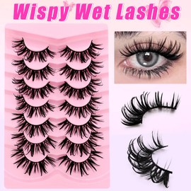 False Eyelashes, Manga Eyelashes, Wet Look, D-curl, Japanese Style, Cosplay, Spiky Eyelashes, Anime Lashes, 20 mm, Long, Dramatic, Thick, Faux Mink Doll Eyelash Extension, Look Like Wispy Individual