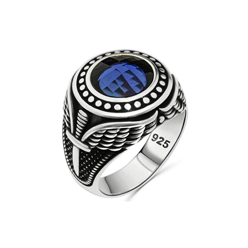 Anillo de lujo de plata de ley 925 maciza, piedra