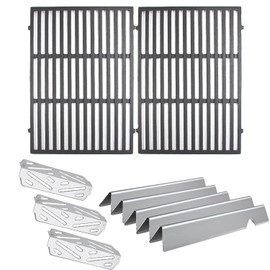 Hongso 66802 66095 Grill Grates, 90235 66795 66032 Flavorizer Bars, 66040 66685 Heat Deflectors Grill Replacement Parts for Weber Genesis II 300 / LX 300 Series ii E-310 S-310 E-315 E-335 S-335 E-330
