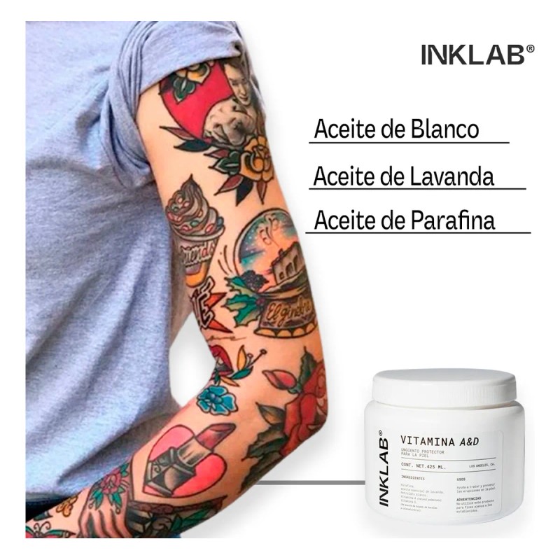Crema cuidado de tatuajes Inklab tattoo vitamina a d 425mL