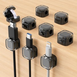 9-Pack Magnetic Cord Organizer，Magnetic Cable Clips Strong Adhesive Desk Cable Management ，Cable Management Cord Holder Organizer for Home Office Desk Phone Car Wall Desktop Nightstand (Black)