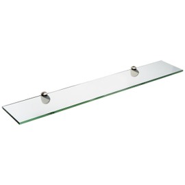 Spancraft Glass P-6x18-Brushed Steel Peacock Glass Shelf, Brushed Steel, 6" x 18"