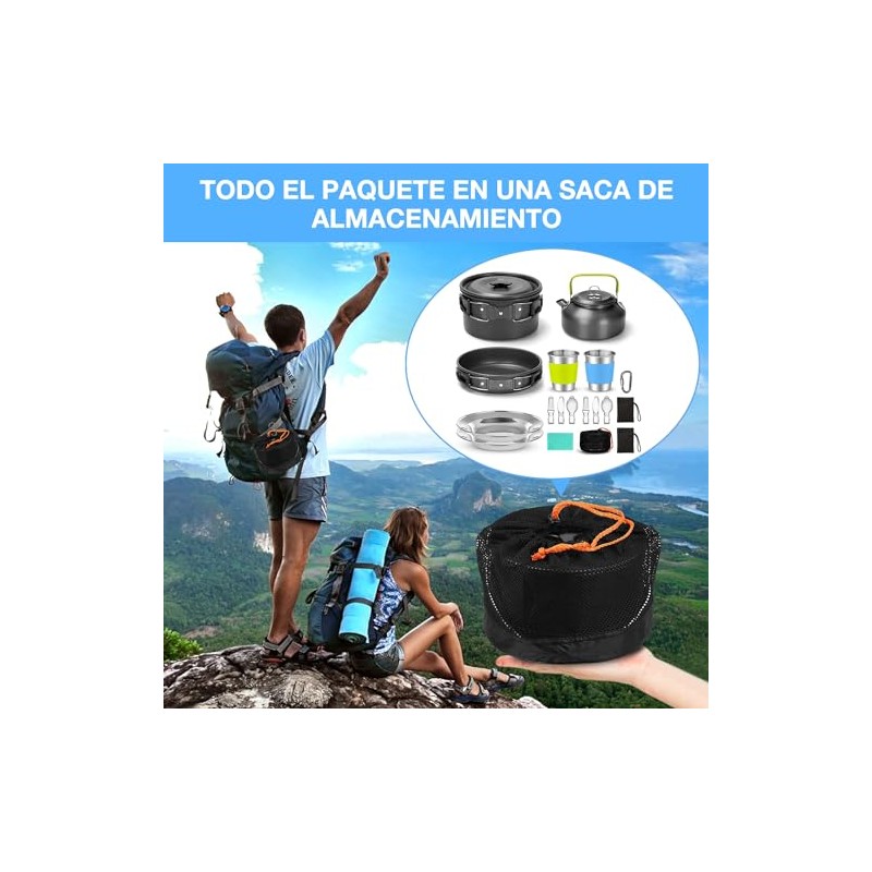 BYCRAY - Kit de Cocina Camping Portatil,16Pcs Utensilios de Cocina