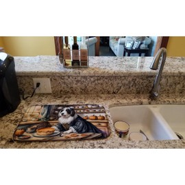 Caroline's Treasures DAC1733DDM Bearded Collie Fall Kitchen Pumpkins Dish Drying Mat Absorbent Dish Drying Mat Pad for Kitchen Counter Dish Drainer Mat for Countertop, 14 x 21", Multicolor