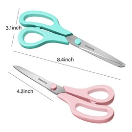 Scissors 3 Pack, 8'' All Purpose Scissors with Ultra Sharp 2.5mm Thick Blades, Soft Grip Handle, Heavy Duty Scissors for School Office Craft Home, Right/Left Handed Scissor