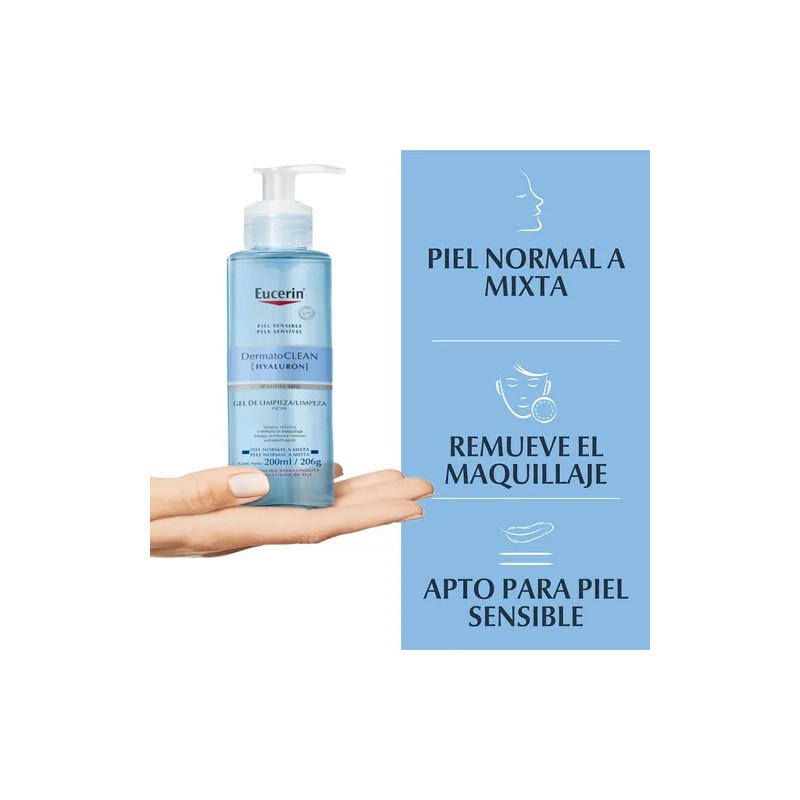 Eucerin Dermatoclean Gel Limpiador Facial para Piel Normal a Mixta,