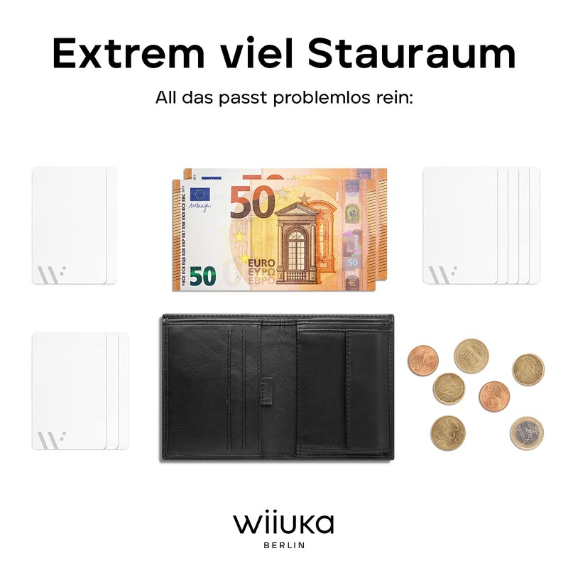 WIIUKA Men's Leather Wallet Slim Design with RFID Protection, Handmade,