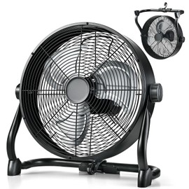 Air Choice 12" Battery Powered Fan, Portable Rechargeable Cordless Fan, 360° Tilt, 20H Run Time, 12 Wind Speed, High Velocity Heavy Duty Metal Industrial Floor Fan for Camping Hurricane Home Warehouse