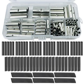 195 PCS Non-Insulated Butt Connectors Kit with 6 Values(4/6/8/10/12/14/16 AWG),Tinned Pure Copper Wire Crimps Terminals for Automotive, Marine & Industrial Wiring