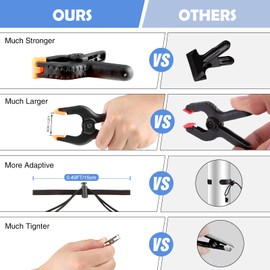 Vevelux 6 Pcs Heavy Duty 4.5 Inch Spring Clamps + 6 Pcs Backdrop Clips, Elastic Nylon Backdrop Clamps Holder Background Clips for Video Photography Background Support, Canvas, Creation and Home Use