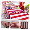WOONEKY Striped Tablecloth Waterproof Fitted for Christmas Party Cover Black