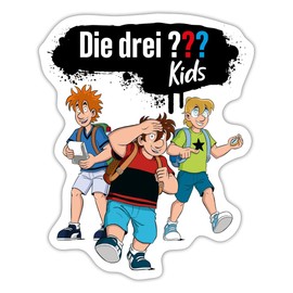 Spreadshirt Die 3 Fragezeichen Kids Detektive Im Einsatz Sticker, 10 x 10 cm, Matt White