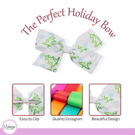 6 inch Christmas Hair Bows for Girls with Xmas Tree Design
