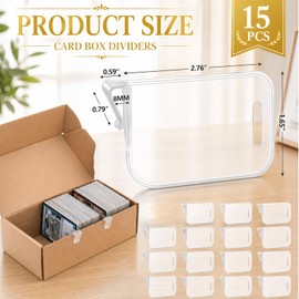 15 Pcs Card Box Dividers, PP Trading Card Dividers Clip Storage Separator Clips the Cardboard Side Wall for Sports Baseball Cards Organizer for Collector Clapboard