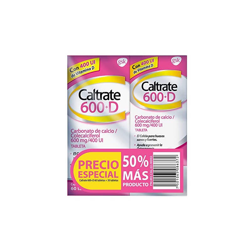 Caltrate Suplemento de Calcio 600 +D 600mg / 400 UI