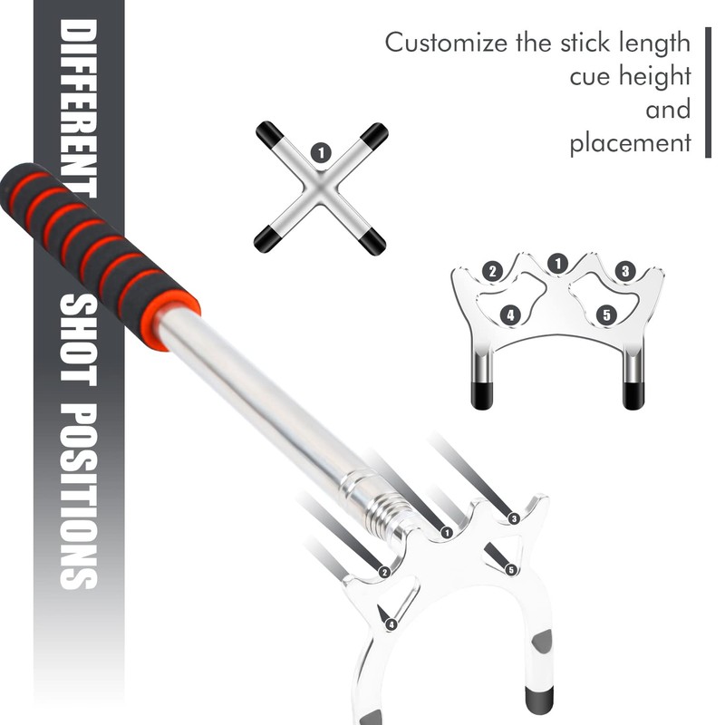 TIHOOK 4 PCS,Billards Cue Stick Bridge,Retractable Billiards Cue, 3 PCS