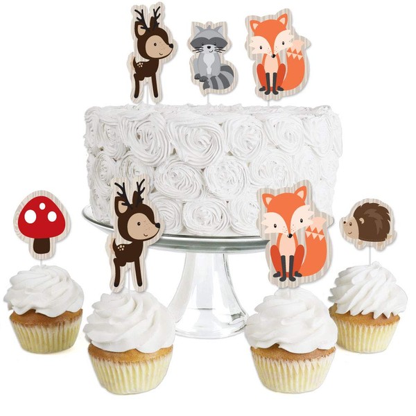 Woodland Creatures - Dessert Cupcake Toppers - Baby Shower or Birthday Party Clear Treat Picks - Set of 24