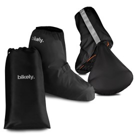 Sweatness Bikely Waterproof Cycling Overshoes UK Size 3 to 11 Including Saddle Cover and Bag with Reflective Strips and Easy Size Adjustment for Men and Women in Black and Yellow., black, 44-46