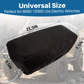 MAQIHAN Winch Cover - Heavy Duty Waterproof Dust-Proof Protection Covers Breathable Oxford Fabric UV-Resistant Electric Capstan Cap for 8500-17500 Lbs Indoor/Outdoor 21.5” X 9.5” 7.5”