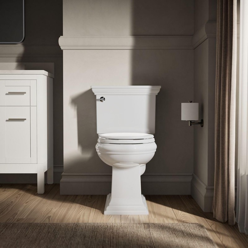 KOHLER Stonewood Quiet-Close Round Toilet Seat, Slow Close Design, Durable