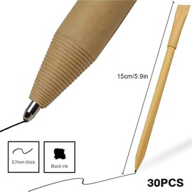 Eco Friendly Pens - Pack of 30 Black Ink Ballpoint Biro Pens - Sustainable Stationery Supplies for Office and School - Great Gift Idea for Teachers and Students