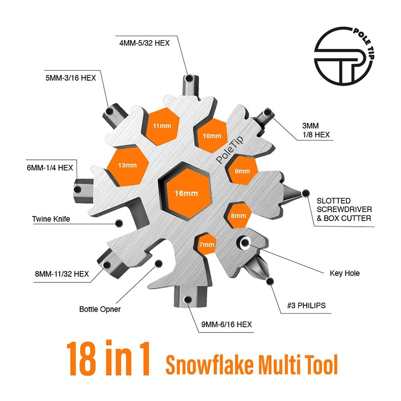 Pole Tip 18 in 1 Snowflake Multi Tool, Stocking Fillers