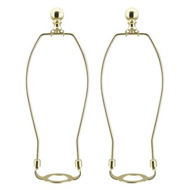 Aspen Creative Brass Plated 20041-12A, Lamp Shade Holder Adapter, Includes Solid Steel Bumped Cylinder Finial, 10" Harp, and E26 36mm UNO Fitter Finish, 2 Pack