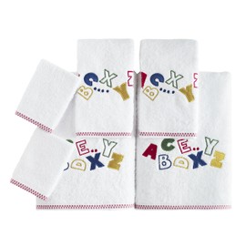 SALBAKOS - 6 Piece Kids Towel Set, Towels for Bathroom Made with 100% Turkish Cotton, Super Absorbent & Comfy, Machine Washable | (Alphabetic Theme)