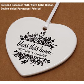 Bless This Home with Love and Laughter-Congrats Gifts Realtor to Homeowner-First Time Happy New Home Gifts- Housewarming Present for Houseowner-New Home Owners Present -Heart Shaped Ornament