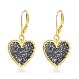 YFN Heart Earrings Sterling Silver Colorful Heart Dangle Drop Earrings Hearted Shaped Jewellery Gifts for Women