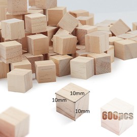 Pack of 600 Wooden Cubes, 10 mm Dice, Blank Wooden Blocks, Natural Wooden Blocks, Wooden Blocks for Crafts, Square Wooden Blocks, Craft Wood Blocks for DIY Painting, Crafts, Decoration, Numbers,