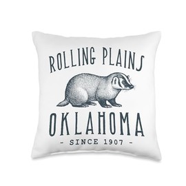 ROLLING PLAINS BADGER OKLAHOMA WILDLIFE Throw Pillow